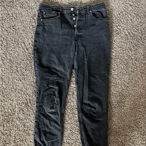 Black straight leg jeans high waisted - Picture 2 of 3